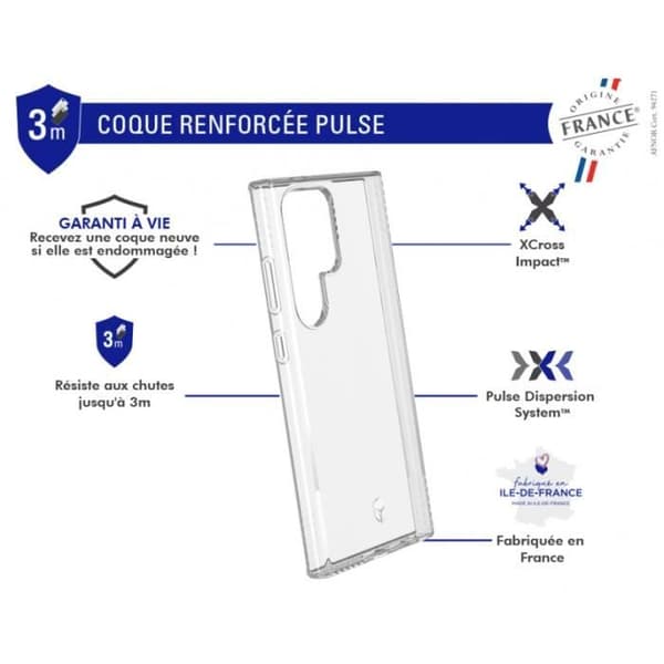 Coque Förstärkt - FR Kraftskal - Samsung G S24 ULTRA - Transparent - Livstidsgaranti - 3m fall