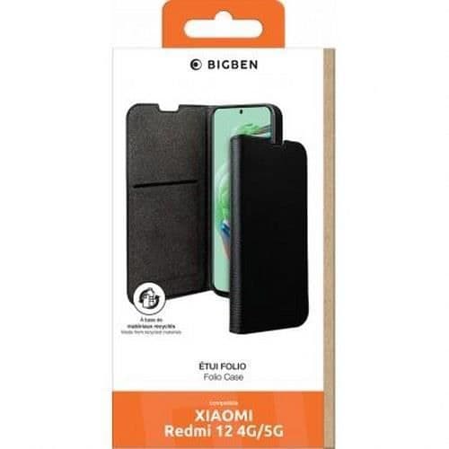 Fodral till Xiaomi Redmi 12 4G / 5G - BIGBEN CONNECTED - Folioplånbok med korthållare och videostöd - Svart