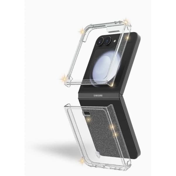 Coque - Samsung - Galaxy Z Flip 6 - Transparent med glitter - Ultra-förstärkt - Livstidsgaranti