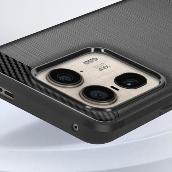 Fodral till Motorola Edge 50 Ultra - AVIZAR - Kol- och borstad svart effekt - Mjuk - Smidig - Blandad