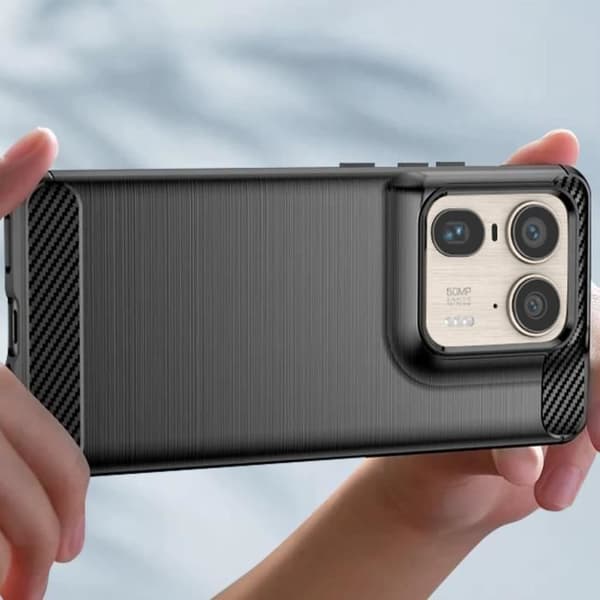 Fodral till Motorola Edge 50 Ultra - AVIZAR - Kol- och borstad svart effekt - Mjuk - Smidig - Blandad