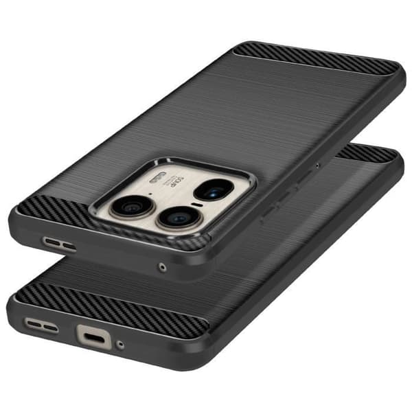Fodral till Motorola Edge 50 Ultra - AVIZAR - Kol- och borstad svart effekt - Mjuk - Smidig - Blandad