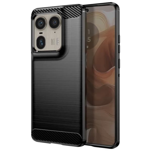 Fodral till Motorola Edge 50 Ultra - AVIZAR - Kol- och borstad svart effekt - Mjuk - Smidig - Blandad