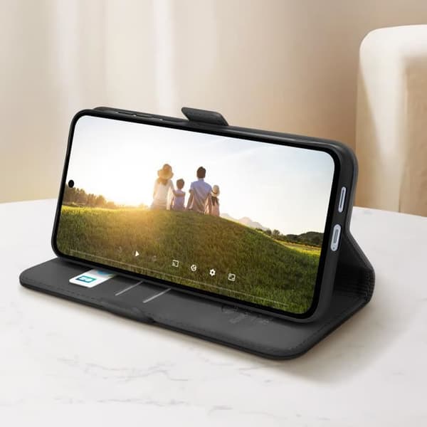Fodral till Samsung S24 FE - AVIZAR - Plånbok med dubbla magnetlås - Svart