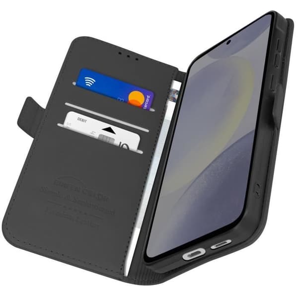 Fodral till Samsung S24 FE - AVIZAR - Plånbok med dubbla magnetlås - Svart