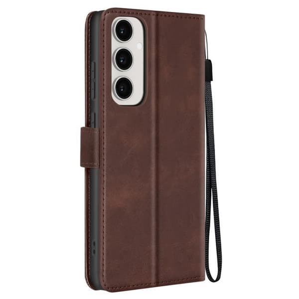Etui för Samsung Galaxy S24 FE - AVIZAR - Handrem Lock Stöd Plånbok Brun
