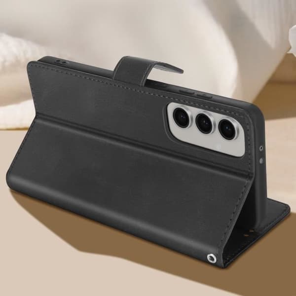 Fodral till Samsung Galaxy S24 FE Handledsrem Flip Stand Plånbok Svart