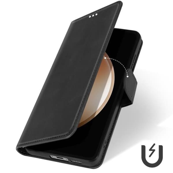 Fodral till Samsung Galaxy S24 FE Handledsrem Flip Stand Plånbok Svart