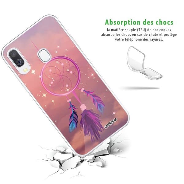 EVETANE 360 fodral kompatibel Galaxy A20e - Modell: Rosa drömfångare
