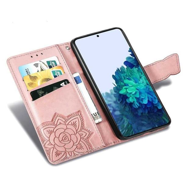 Samsung S22 Pung etui PU-Læder 4-KOMPARTMENT Motiv Butterfly