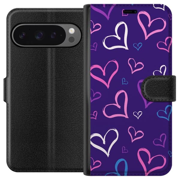 Google Pixel 9 Pro XL Lompakkokotelo Sydämet
