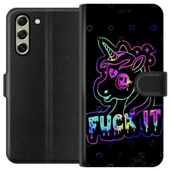 Samsung Galaxy S21 FE 5G Tegnebogsetui Fuck it Unicorn