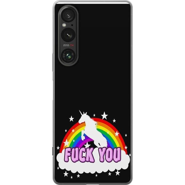 Sony Xperia 1 V Gennemsigtig cover Enhjørning Regnbue