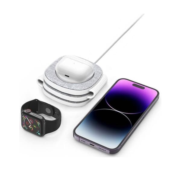 Tech-Protect trådløs lader A32 3in1 Magnetic MagSafe QI15W, grå