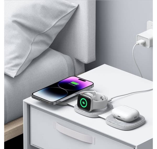 Tech-Protect trådløs lader A32 3in1 Magnetic MagSafe QI15W, grå