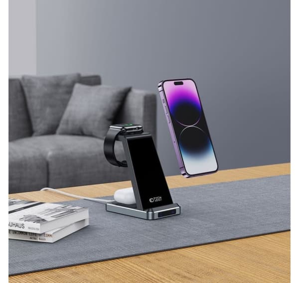 Tech-Protect trådløs oplader A26 3in1 QI15W, sort