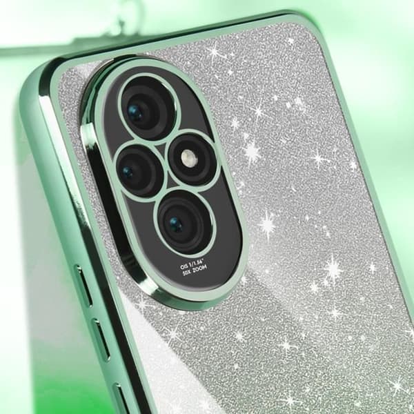 Fodral för Honor 200 Glitter Pattern Gradient Silicone Camera Protected Green