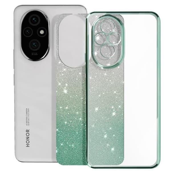 Fodral för Honor 200 Glitter Pattern Gradient Silicone Camera Protected Green
