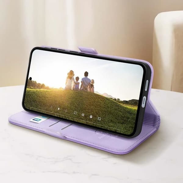 Fodral för Samsung S24 FE Flip Wallet Dubbel magnetlås Ljuslila
