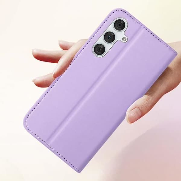 Fodral för Samsung S24 FE Flip Wallet Dubbel magnetlås Ljuslila