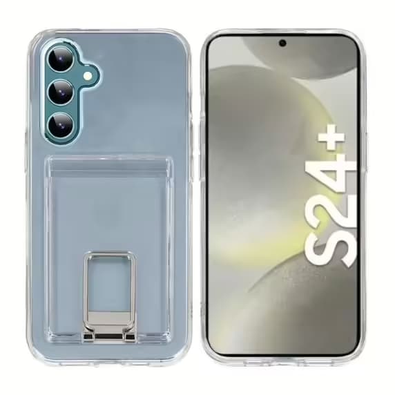 Samsung Galaxy S24 Plus Mobilskal med Korthållare och Stativ Rvelon - Transparent