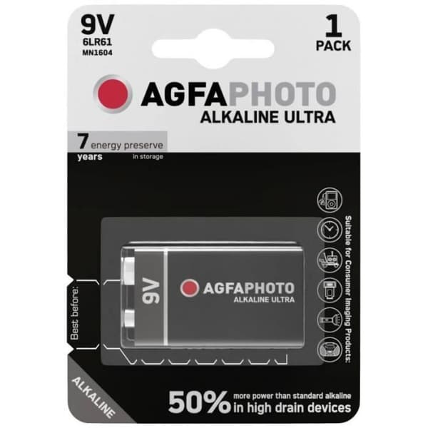 AgfaPhoto Ultra 6LR61 Batteri 6LR61 (9V) Alkaline 9 V 1 st (s) - 4250175851808