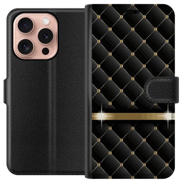 Apple iPhone 16 Pro Lompakkokotelo Ylellinen Musta