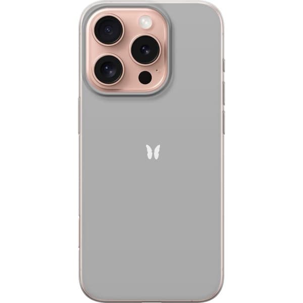 Apple iPhone 16 Pro Gjennomsiktig deksel Grå Sommerfugl