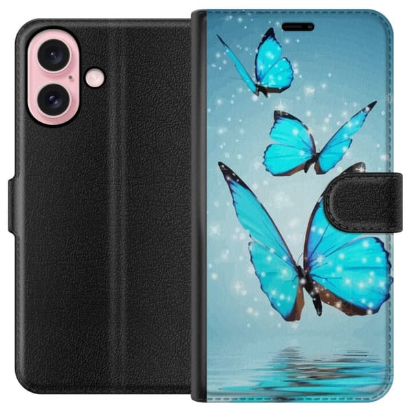 Apple iPhone 16 Lompakkokotelo Kimaltelevat Perhoset