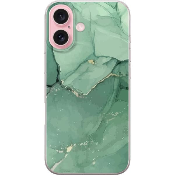 Apple iPhone 16 Gennemsigtig cover Grøn marmor