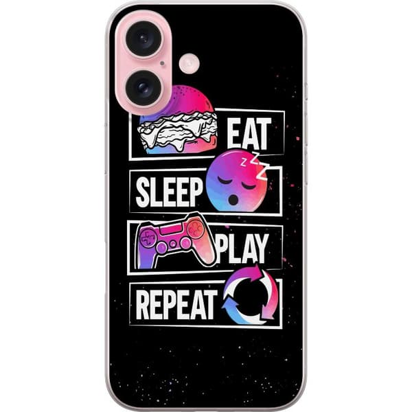 Apple iPhone 16 Läpinäkyvä kuori Syödä Nukkua Pelata