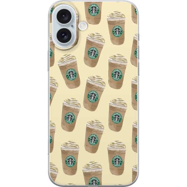 Apple iPhone 16 Plus Gennemsigtig cover Kaffe Mønster