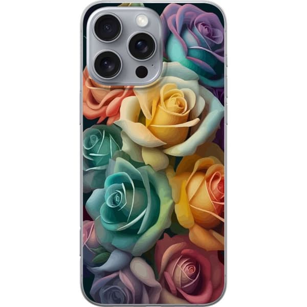 Apple iPhone 16 Pro Max Gjennomsiktig deksel Fargfulle roser Apple iPhone 16 Pro Max Gjennomsiktig deksel Fargfulle roser