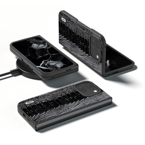 ABEEL Google Pixel 9 Pro Fold Crocodile Suojakuori - Musta