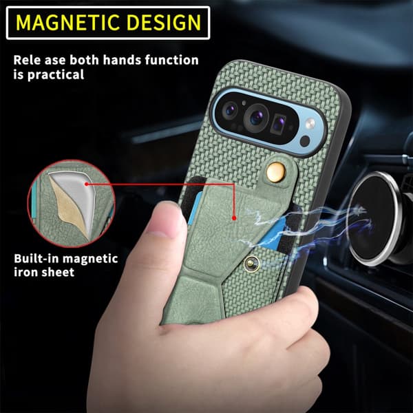 SKALO Google Pixel 9/9 Pro Carbon FIber Card Slot - Vihreä