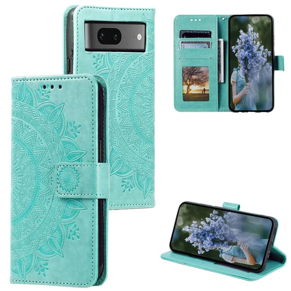 SKALO Google Pixel 9/9 Pro Mandala Flip Cover - Turkis