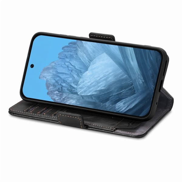 SKALO Google Pixel 9/9 Pro CASENEO 002 Series Premium PU-nahkalompakko - Musta