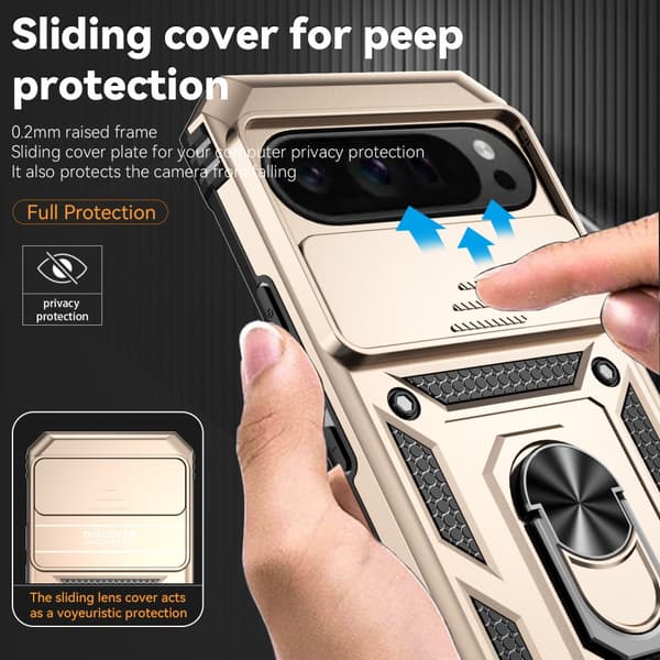 SKALO Google Pixel 9 Pro XL Armor Hybrid Metallring Kameraslider - Guld