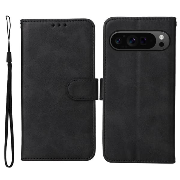 SKALO Google Pixel 9 Pro XL PU-nahkainen Lompakkokotelo Musta