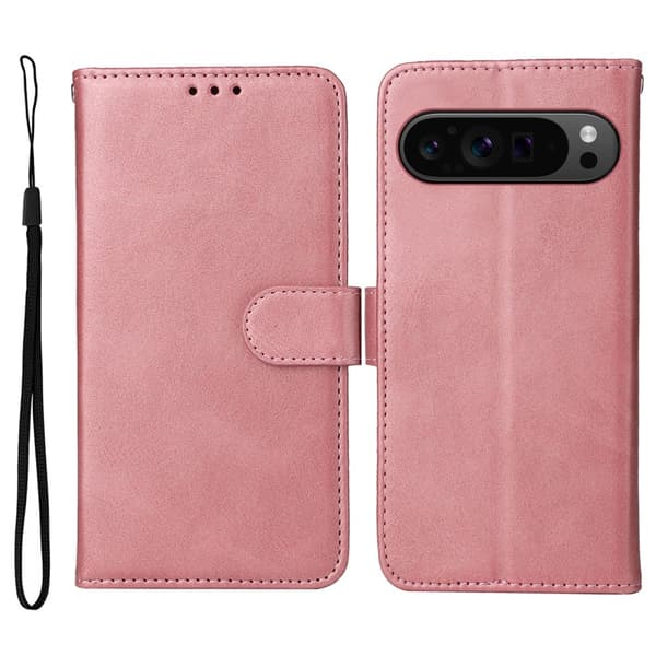 SKALO Google Pixel 9 Pro XL PU-Läder Plånboksfodral Rosa