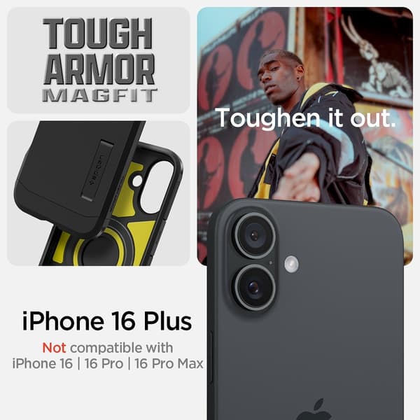 Spigen iPhone 16 Plus Cover Tough Armor MagFit Sort