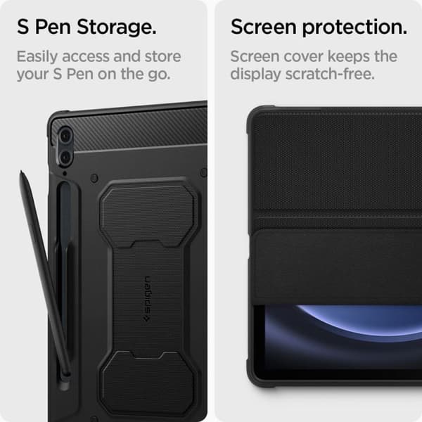 Coque - SPIGEN - Galaxy Tab S9 FE Plus - Rugged Armor Pro - Svart - Syntetisk