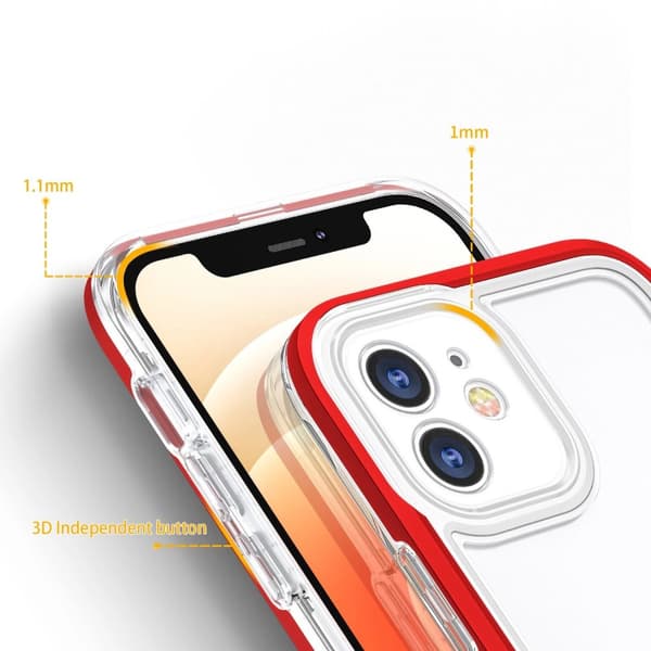 Clear 3in1 Case Skal med Ram iPhone 12 - Transparent/Röd