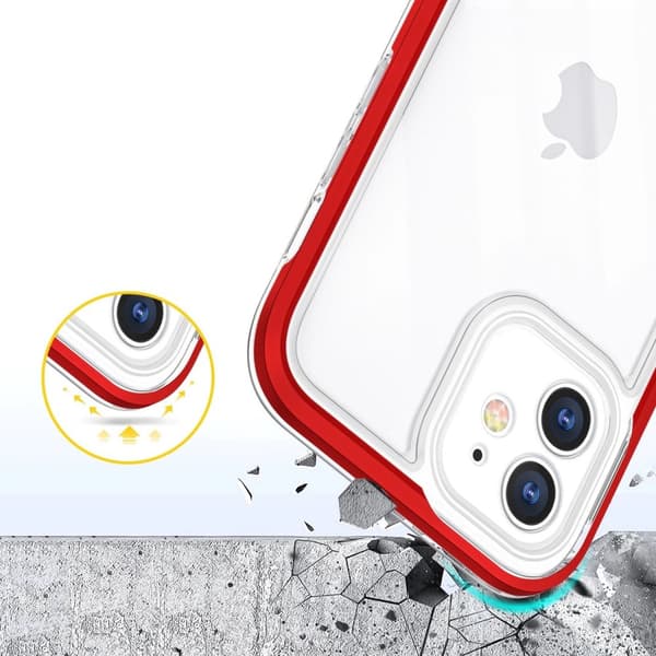 Clear 3in1 Case Skal med Ram iPhone 12 - Transparent/Röd