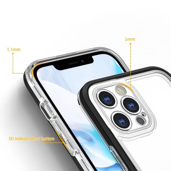 Clear 3in1 Case Skal med Ram iPhone 12 Pro - Transparent/Svart