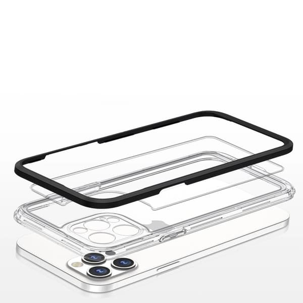 Clear 3in1 Case Skal med Ram iPhone 12 Pro - Transparent/Svart