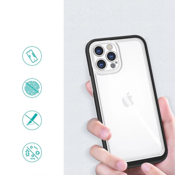 Clear 3in1 Case Skal med Ram iPhone 12 Pro - Transparent/Svart