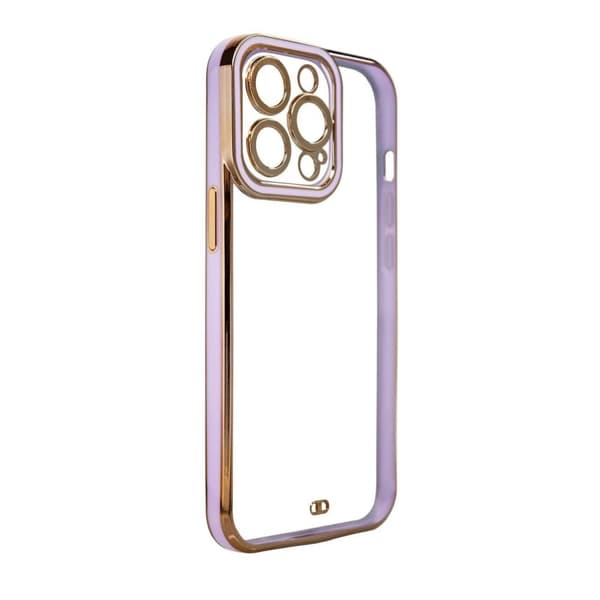 Fashion Case Skal med Ram iPhone 12 Pro - Transparent/Guld/Lila
