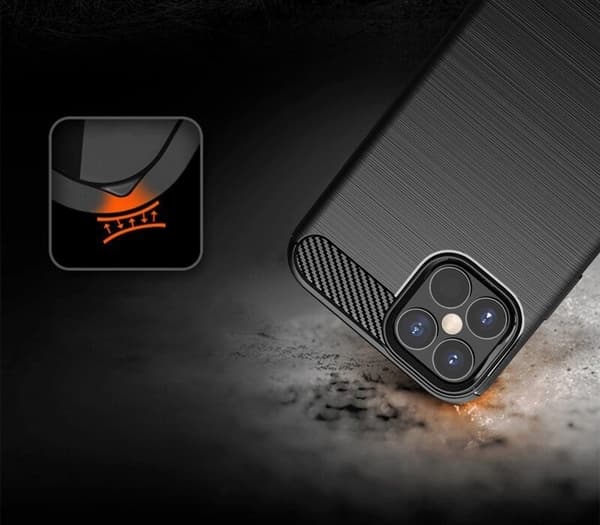 Carbon Case Flexibelt Skal iPhone 12 Mini - Svart