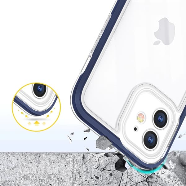 Clear 3in1 Case Skal med Ram iPhone 12 - Transparent/Blå